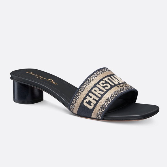 Dior DWAY embroidered deep blue heeled sandals - Picture 1 of 6